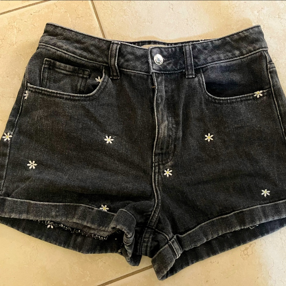 Pacsun jean mom shorts black